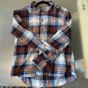 Eddie Bauer Blue/Red/Brown Plaid Men’s Flannel Large